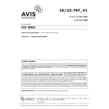 Avis technique n° 16/23-797_V1 Fixbric