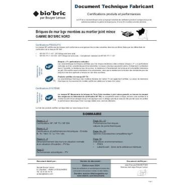 DTF (Document technique fabricant) Biobric NORD