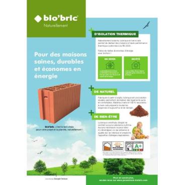 Feuillet grand public avec les avantages de la terre cuite Biobric, par Bouyer Leroux