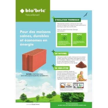 Feuillet grand public avec les avantages de la terre cuite Biobric, par Bouyer Leroux