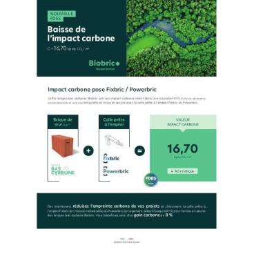 Fiche de lancement FDES Pose des briques Biobric au Fixbric ou Powerbric : baisse de l'impact carbone
