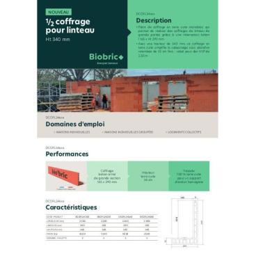 Fiche produit - Demi coffrage pour linteau Ht 340 mm Biobric
