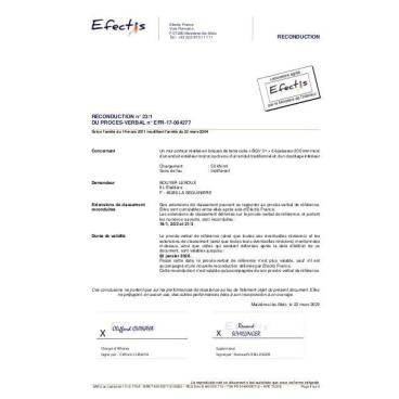 PV Feu bgv'3+ et Fixbric + LDV sur ossature indep 120+13 REI30 5t n°EFR17004277 ext 24-4