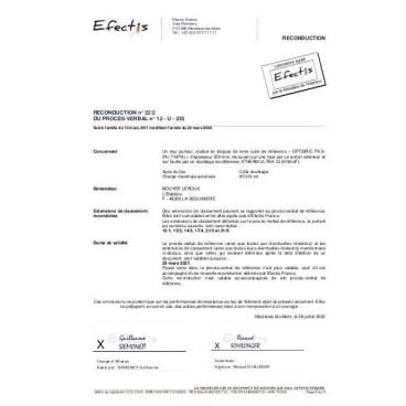 PV Feu bgv'3+ + Fibre de bois sur ossature 160+13 REI30 8,5t n°12U233 Ext23-7 24-9