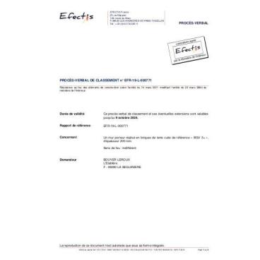 PV Feu bgv'3+ ITE REI60 5t n°EFR19000771 ext 20-1