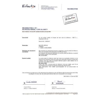PV Feu bgv'3+ sans enduit sans doublage REI60 8,5t n°EFR19L000771 Ext22-3