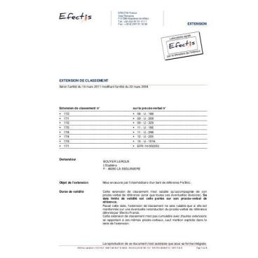 PV Feu bgv'primo et Fixbric +PSE 140+10 REI90 5t n°09U309 ext 24-9 17-1