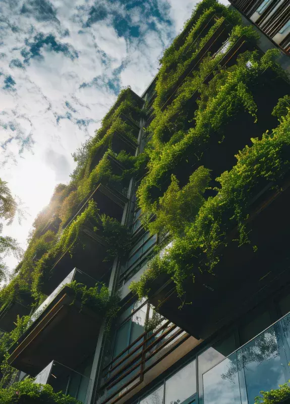 Bâtiment recouvert de verdure