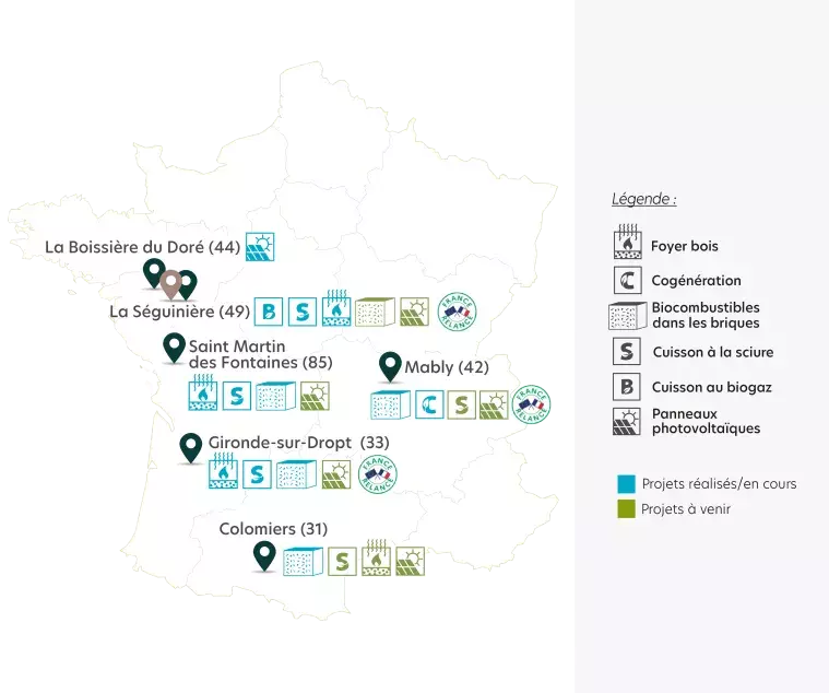 Carte projets décarbonation Bouyer Leroux