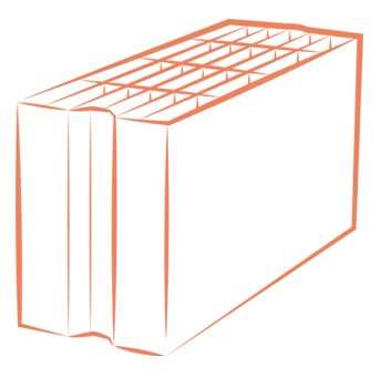 Schéma crayonné brique rouge à perforations verticales