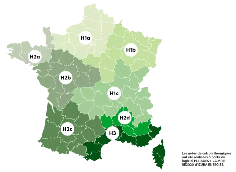 Carte de France - zones climatiques